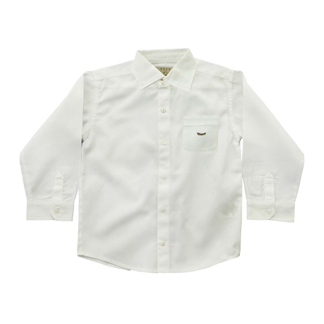 Camisa cuello pico blanca niño