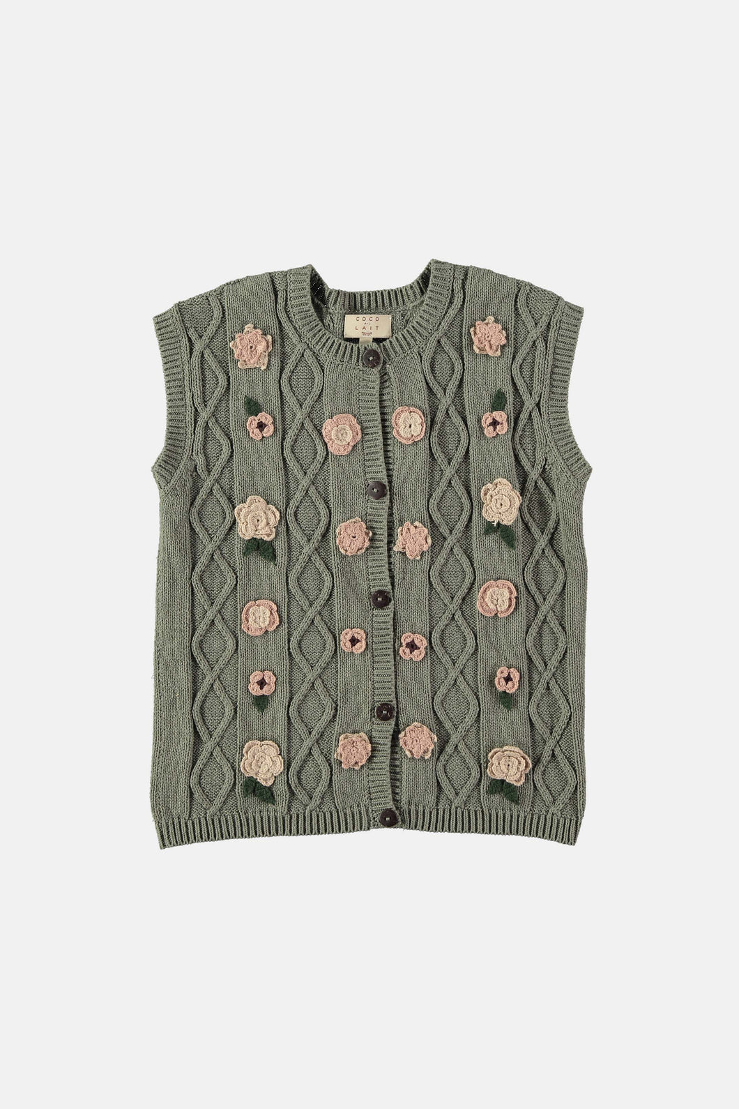 Coco Au Lait VETIVER EMBROIDERED VEST  Vetiver